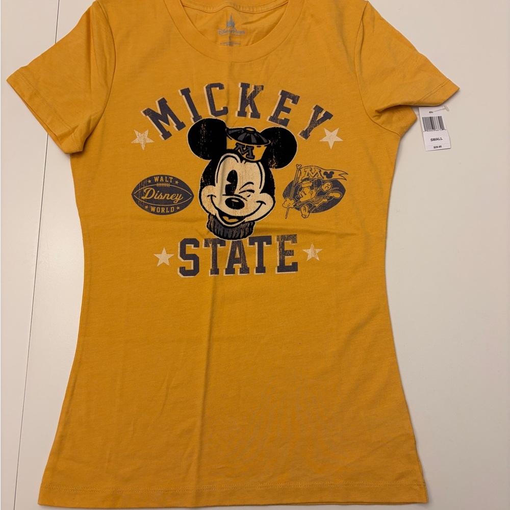 Disney Parks Mickey State Football Short Sleeve T Shirt Tee. Small. NWT